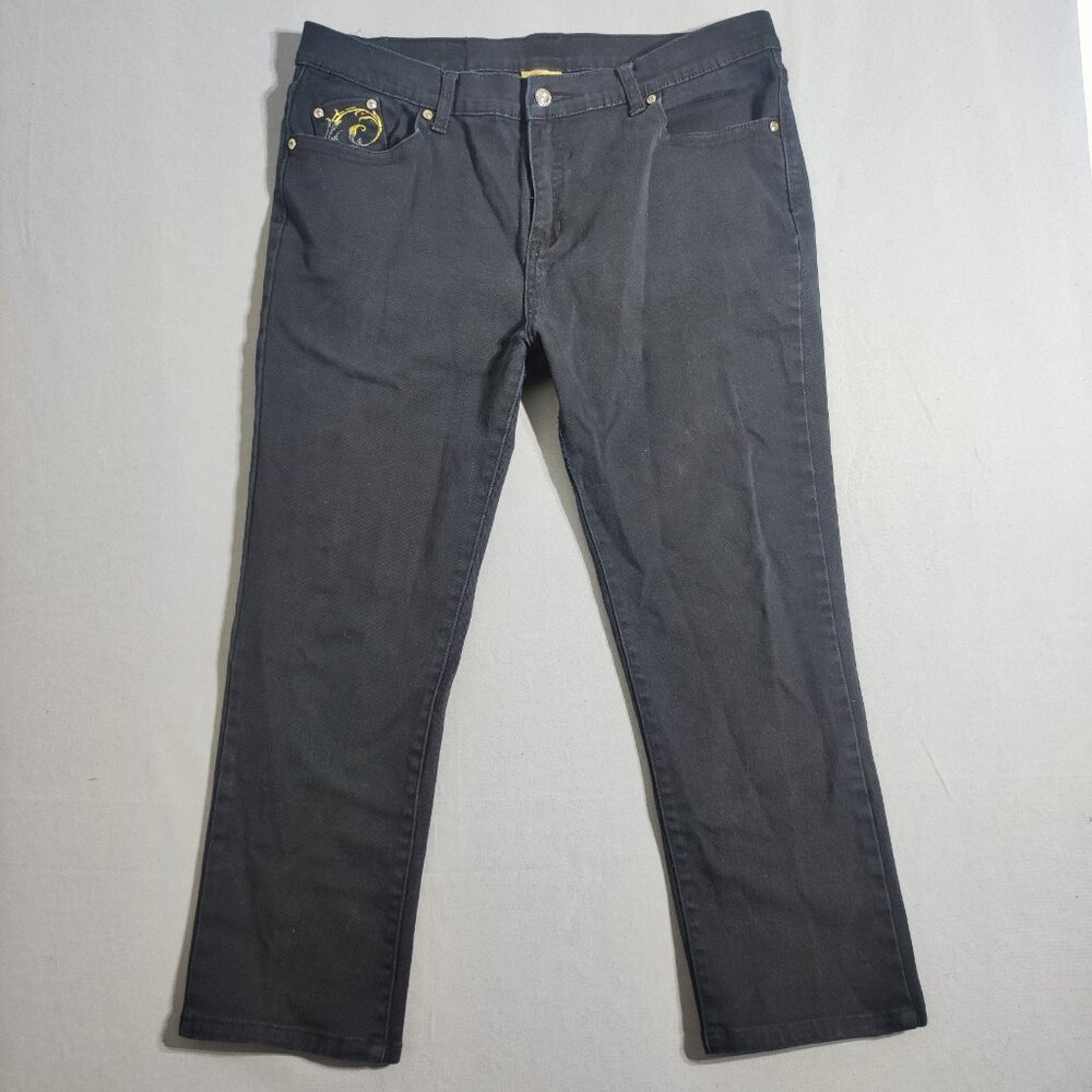 Salvage Premium jeans women's size 25/26 black colour straight ankle crop denim